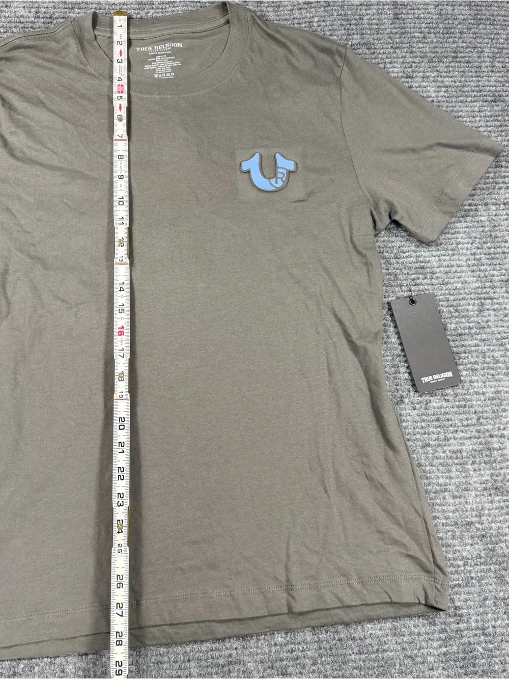True Religion Short Sleeve Tee with Light Blue Logo